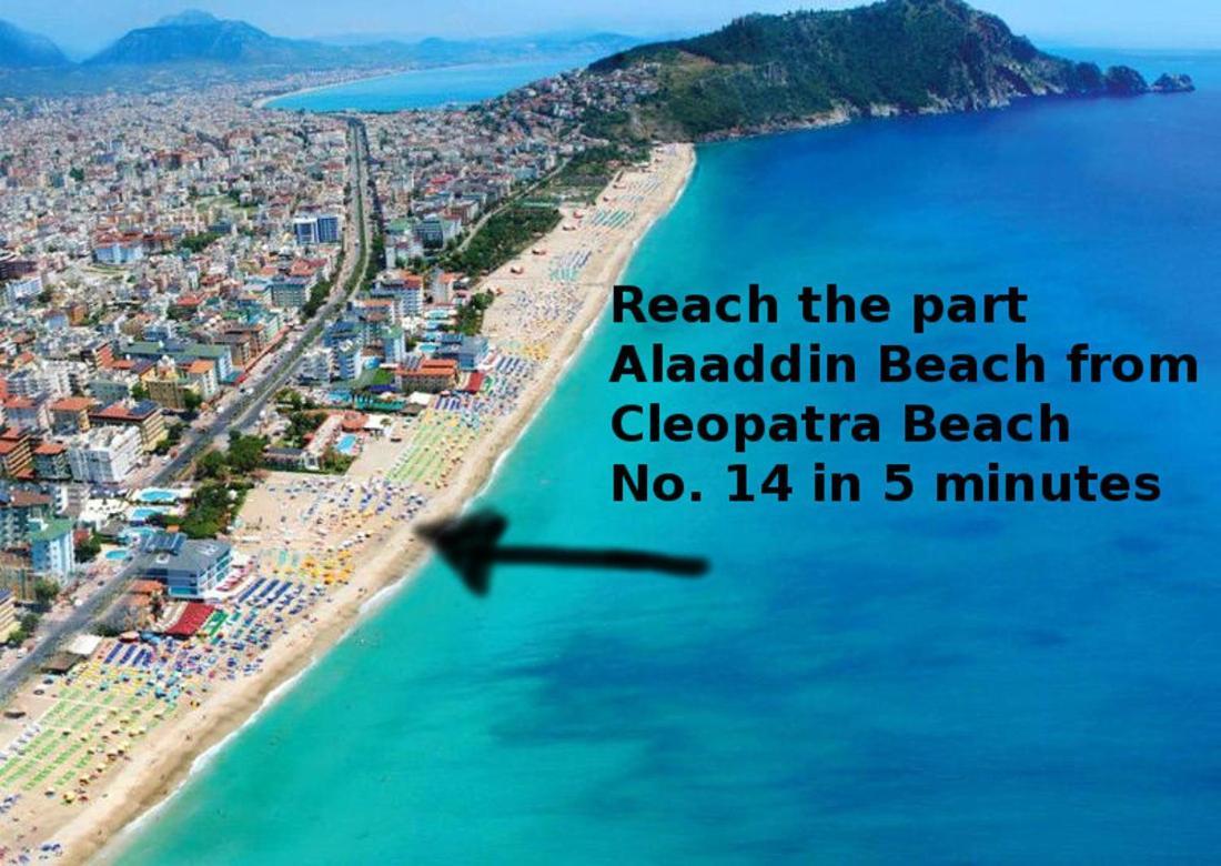 Palm Beach Cleopatra House, Beautiful Private Apartment Just 300 Meters To Cleopatra Beach 14 With Umbrellas, Bikes And Many Extras Included! Alanya Kültér fotó